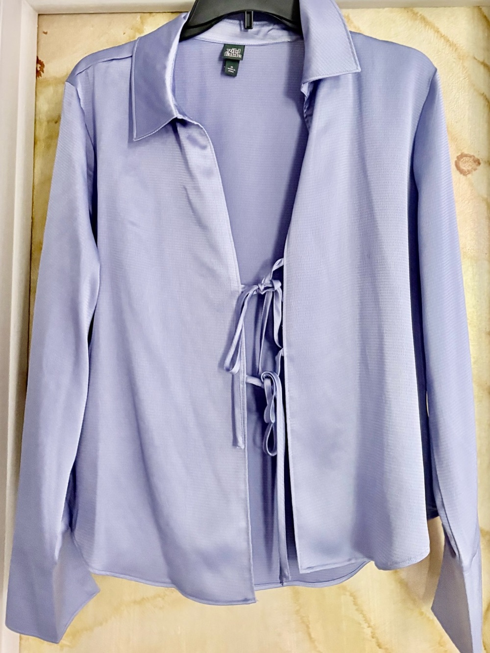 Robin Egg  Blue Tie-Front Blouse. Wear to the day job or out